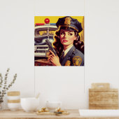 ヴィンテージ警察官イラストレーション ポスター (キッチン)