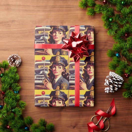 ヴィンテージ警察官イラストレーション ラッピングペーパー (クリスマスギフト)