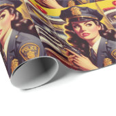 ヴィンテージ警察官イラストレーション ラッピングペーパー (ロールコーナー)