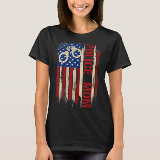ヴィンテージ警察母アメリカ合衆国国旗Arresthancaff Tシャツ (正面)