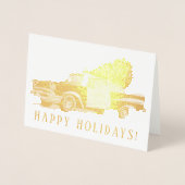 ヴィンテージ警察車ハッピーホリデー 箔カード (正面)