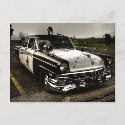 ヴィンテージ警察車 ポストカード (正面)