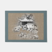 ヴィンテージ豚とピギーズカントリーファームとペット ドアマット (正面)