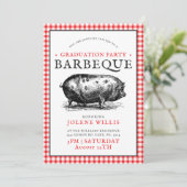 ヴィンテージ豚のピクニックスタイル | 卒業パーティー BBQ 招待状 (スタンド正面)