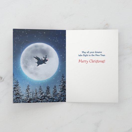 ヴィンテージ豚のユニーククリ飛んでいるスマス飛行の時間 シーズンカード (内部)