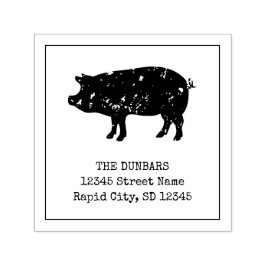 ヴィンテージ豚のロゴ自己インク差出人住所スタンプ セルフインキングスタンプ