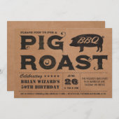 ヴィンテージ豚の丸焼き BBQ 誕生日招待状 クラフト 招待状 (正面/裏面)