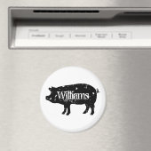 ヴィンテージ豚シルエカスタムットファミリー名冷蔵庫 マグネット (インサイチュ (食洗機))