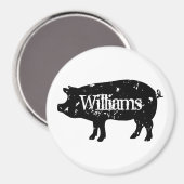 ヴィンテージ豚シルエカスタムットファミリー名冷蔵庫 マグネット (正面/裏面)