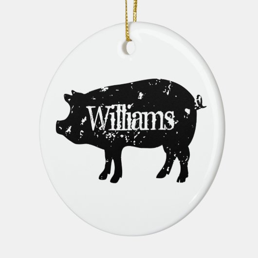 ヴィンテージ豚シルエットカスタムクリスマス飾り セラミックオーナメント (左)