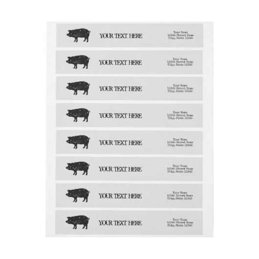 ヴィンテージ豚マスコットロカスタムゴ差出人住所 ラップアラウンドラベル (シート)