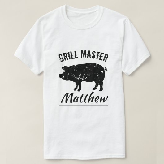 ヴィンテージ豚ロゴBBQ tシャツ（グリルマスター用） Tシャツ (デザイン正面)