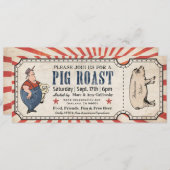 ヴィンテージ豚ローストチケット招待状 招待状 (正面/裏面)