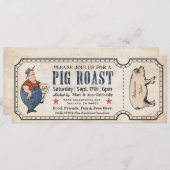 ヴィンテージ豚ローストチケット招待状 招待状 (正面/裏面)