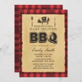 ヴィンテージ豚ローストベビーシャワーBBQ 招待状 (正面/裏面)