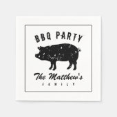 ヴィンテージ豚紙ナプキン家族BBQパーティー スタンダードカクテルナプキン (正面)