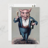 ヴィンテージ豚 ポストカード (正面/裏面)