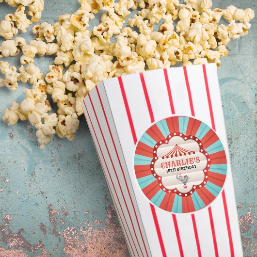 ヴィンテージ象のサーカス赤と青のパターン ラウンドシール