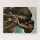 ヴィンテージ象の牛で彼女の子牛ジグソーのパズル ジグソーパズル (横)