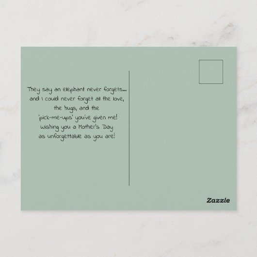 ヴィンテージ象の牛とそのベビー ポストカード (裏面)