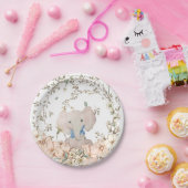 ヴィンテージ象の葉ホワイトボーイ赤ちゃんシャワー ペーパープレート (パーティー)