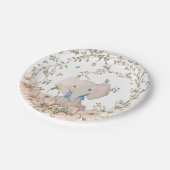 ヴィンテージ象の葉ホワイトボーイ赤ちゃんシャワー ペーパープレート (アングル)