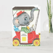 ヴィンテージ象の誕生日の挨拶状 カード (正面)