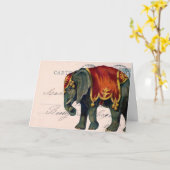 ヴィンテージ象の郵便はがきのデジタル芸術、誕生日 カード (黄色い花)