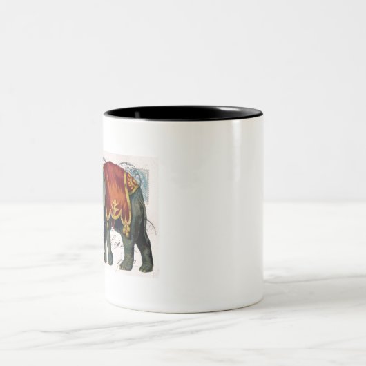 ヴィンテージ象はがきデジタルアート ツートーンマグカップ (中央)