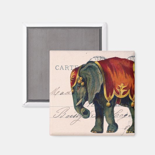 ヴィンテージ象はがきデジタルアート マグネット (正面/裏面)