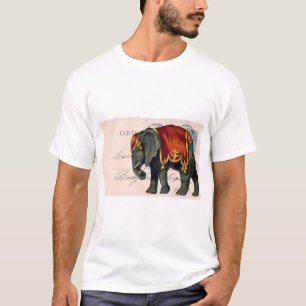 ヴィンテージ象はがきデジタルアート Tシャツ