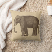 ヴィンテージ象イラストレーションオンバーラップ クッション (ブランケット)