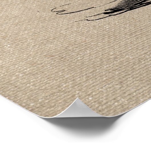 ヴィンテージ象グラフィックビクトリアンとバーラップリネン ポスター (角)