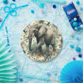 ヴィンテージ象ジャングル絵を描ズ ペーパープレート (パーティー)