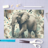 ヴィンテージ象ジャングル絵を描ズ 薄葉紙 (クラフト)