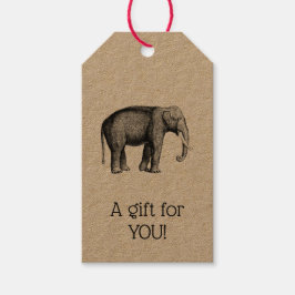 ヴィンテージ象スケッチ ギフトタグ