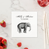 ヴィンテージ象スケッチ スタンダードカクテルナプキン (インサイチュ)