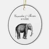 ヴィンテージ象スケッチ セラミックオーナメント (左)