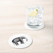 ヴィンテージ象スケッチ ラウンドペーパーコースター (インサイチュ)