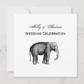 ヴィンテージ象スケッチ 招待状 (正面)