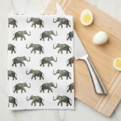 ヴィンテージ象パターン名前をカスタムする キッチンタオル (四つ折り)