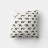 ヴィンテージ象パターン名前をカスタムする クッション (正面)