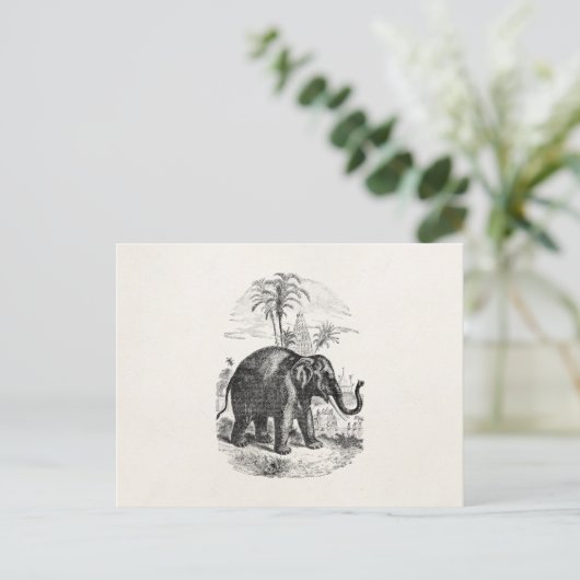 ヴィンテージ象パーソナライズされた象 ポストカード (スタンド正面)