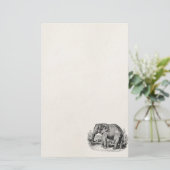 ヴィンテージ象パーソナライズな象動物 便箋 (スタンド正面)