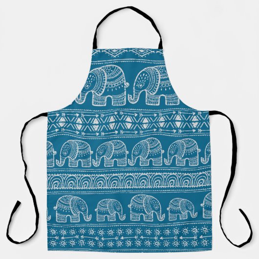 ヴィンテージ象フレームイラストレーション エプロン (正面)