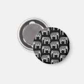 ヴィンテージ象プリント模様の白黒アート マグネット (正面/裏面)