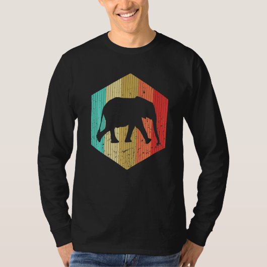 ヴィンテージ象レトロ象シルエットかわいいNa Tシャツ (正面)