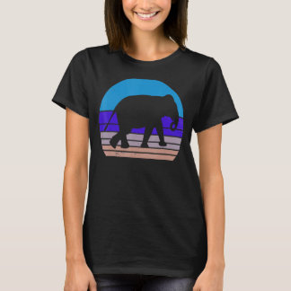 ヴィンテージ象レトロ象シルエット動物 Tシャツ