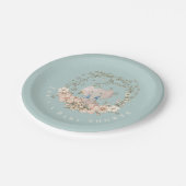 ヴィンテージ象花模様ダックエッグブルーベビーシャワー ペーパープレート (アングル)