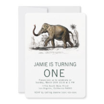 ヴィンテージ象誕生日招待状